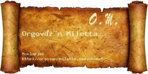 Orgován Miletta névjegykártya